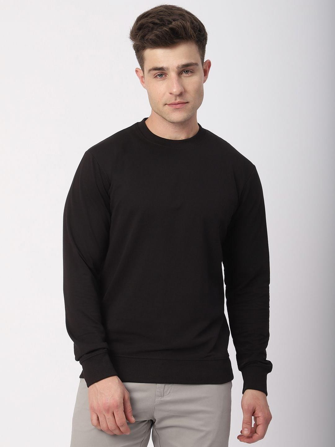 Men Solid Cotton Sweatshirt