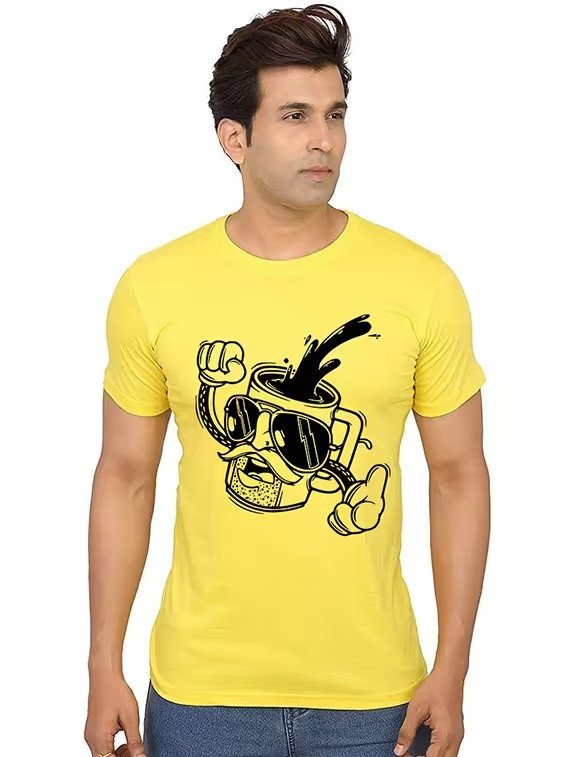 Men Round Neck Front Print T-shirts